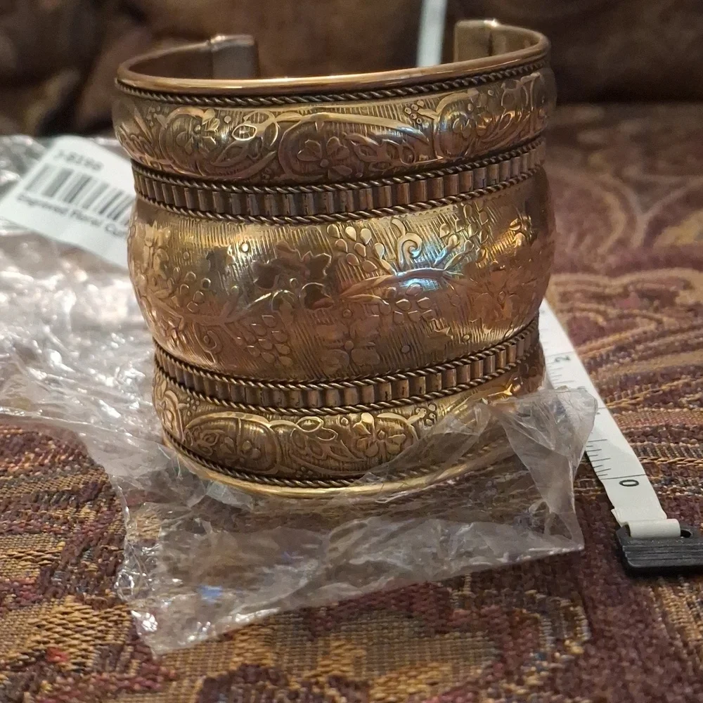 Engraved Floral Cuff Bracelet